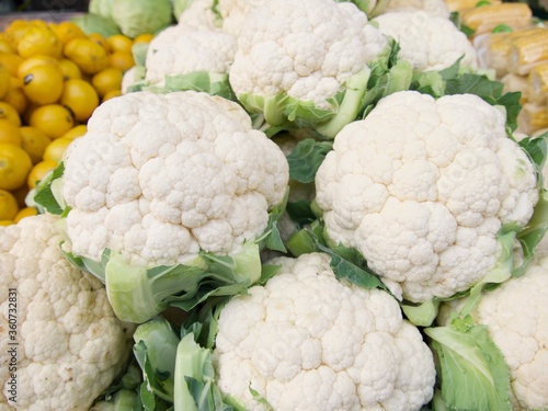 Raw cauliflower pattern in supermarket