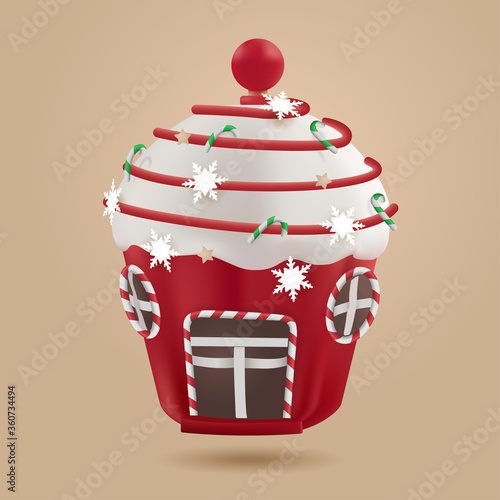 Candy House, Delicious sweet dessert of childhood dreams - vector illustration