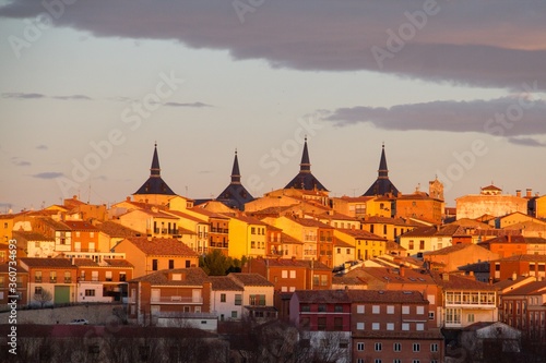 Old buildings of Lerma village in Spain during sunset