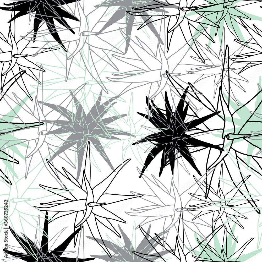 Seamless pattern with colorful aloe leaves