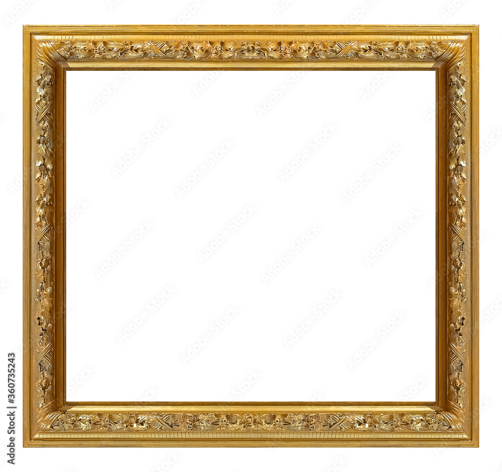 Golden frame for paintings, mirrors or photo isolated on white background Golden frame for paintings, mirrors or photo isolated on white background