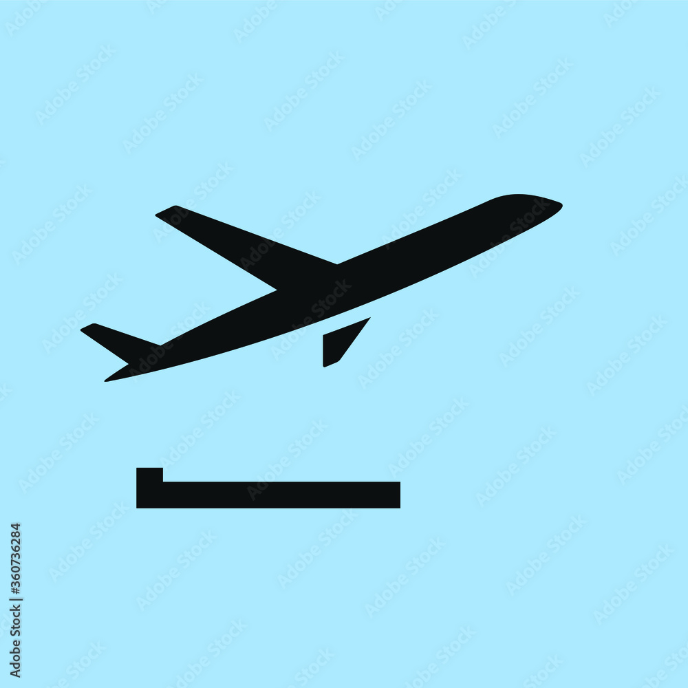 Departures airport navigation icon. Airplane taking off.