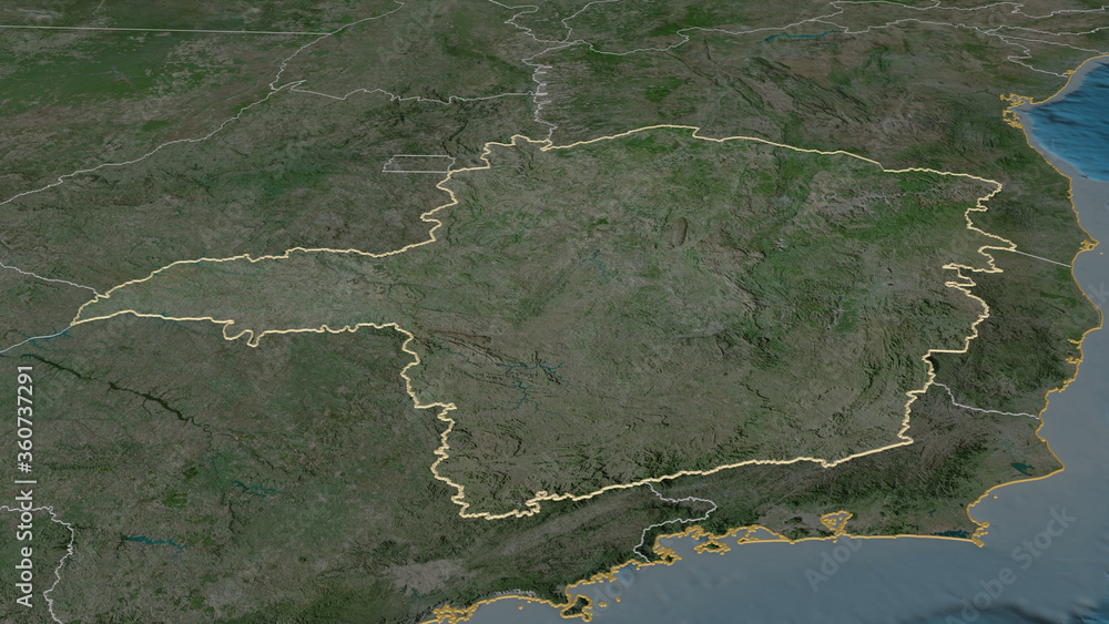 Minas Gerais, Brazil - outlined. Satellite