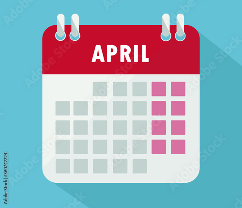 April calendar. Vector, Calendar, poster, graphic.