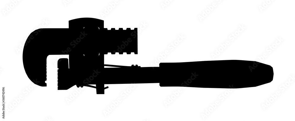 Pipe wrench on white background. Isolated vector.
