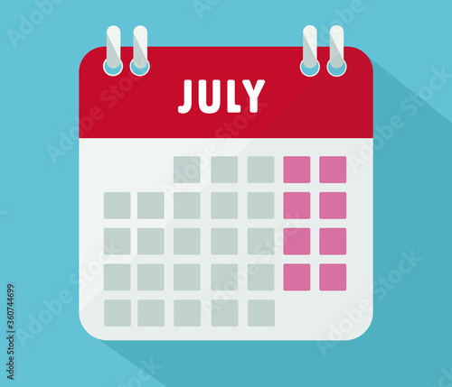 July calendar. Vector, Calendar, poster, graphic.