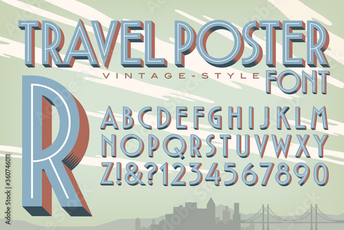 A Vector 3d Alphabet in the Style of Vintage Travel Posters