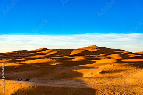 sunset in sahara desert, morocco