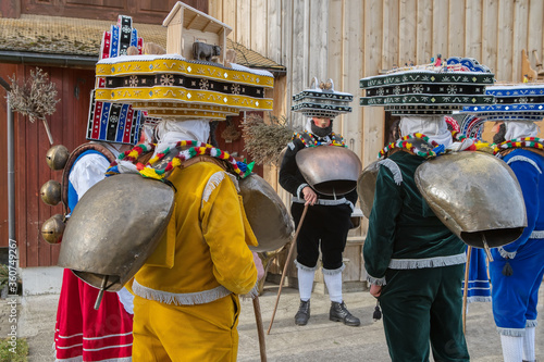 Silvesterchlausen or New Year’s Mummers Processions. Its part of the Silvesterchlausen tradition of greeting for the New Year in the Canton of Appenzell, Switzerland photo