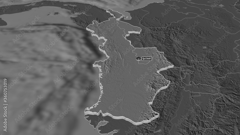 Chocó, Colombia - extruded with capital. Bilevel Chocó, Colombia - extruded with capital. Bilevel