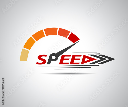 Speed, vector logo racing event, with the main elements of the modification speedometer