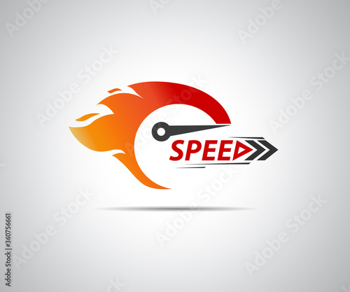 Speed, vector logo racing event, with the main elements of the modification speedometer