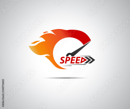 Speed, vector logo racing event, with the main elements of the modification speedometer