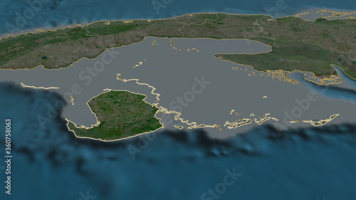 Isla de la Juventud, Cuba - outlined. Satellite