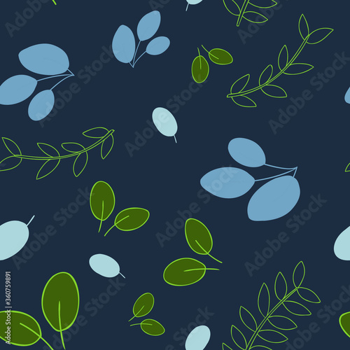 Seamless vector repeat pattern with leaves