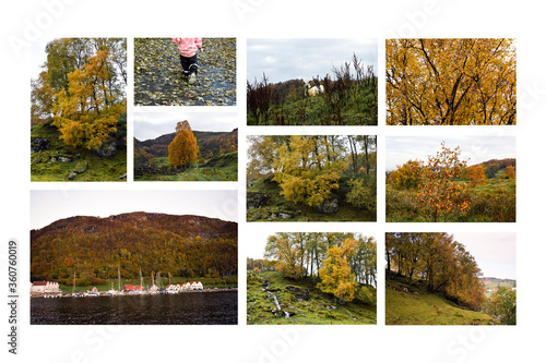 Autumn landscapes. Rogaland, Norway. Photo collage.