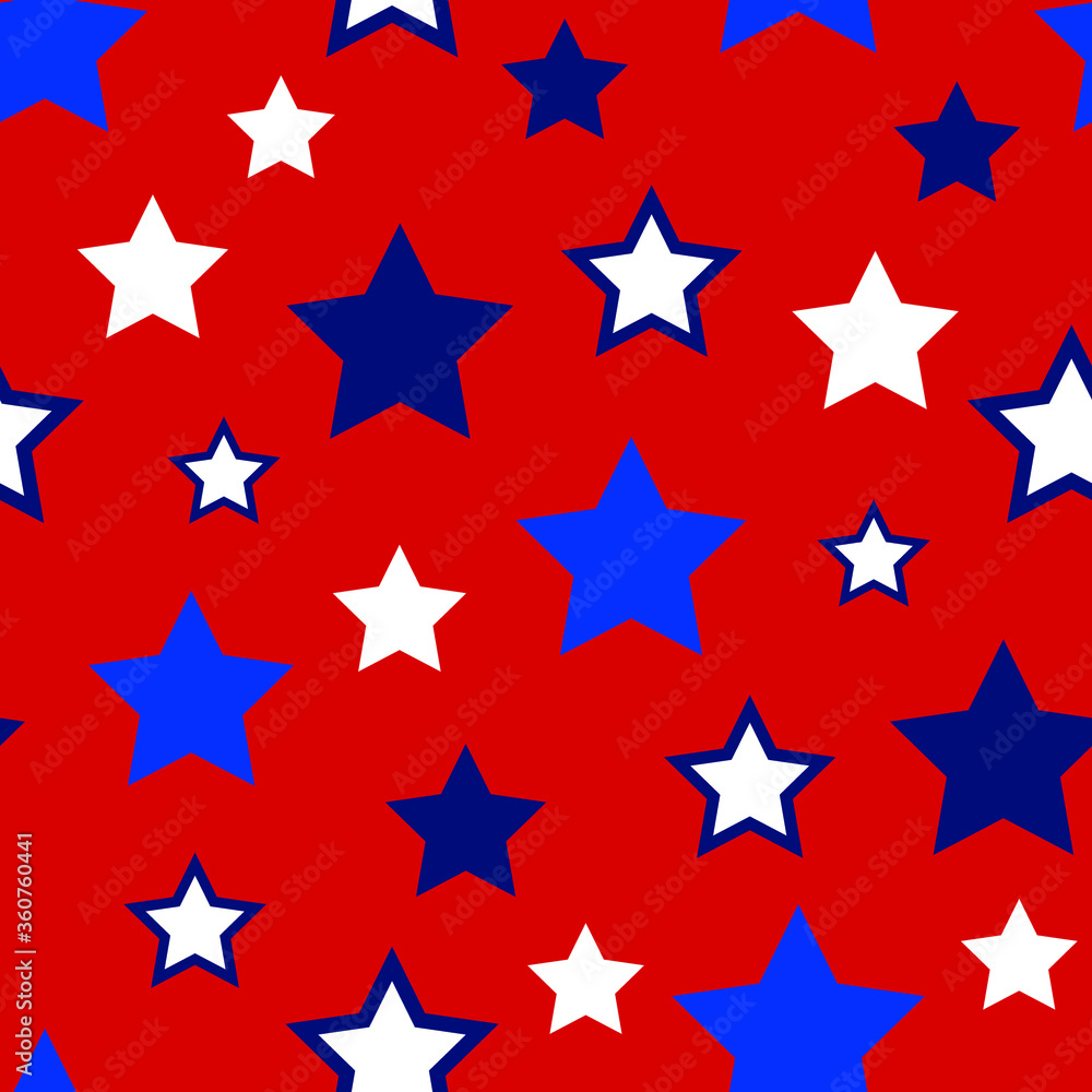 Fourth of July Seamless Vector Pattern Perfect Red White and Blue Stars Perfect for Surfaces, Backgrounds, Fabric, Wallpaper, Scrapbooking Fourth of July Seamless Vector Pattern Perfect Red White and Blue Stars Perfect for Surfaces, Backgrounds, Fabric, Wallpaper, Scrapbooking
