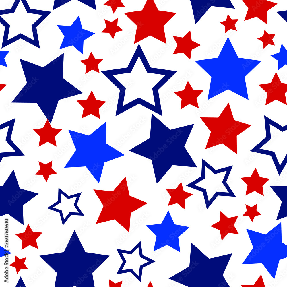 Fourth of July Seamless Vector Pattern Perfect Red White and Blue Stars Perfect for Surfaces, Backgrounds, Fabric, Wallpaper, Scrapbooking Fourth of July Seamless Vector Pattern Perfect Red White and Blue Stars Perfect for Surfaces, Backgrounds, Fabric, Wallpaper, Scrapbooking