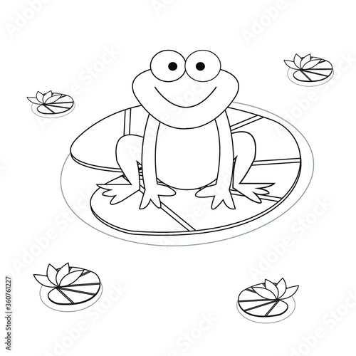 Coloring Book Vector Frog Theme Illustration