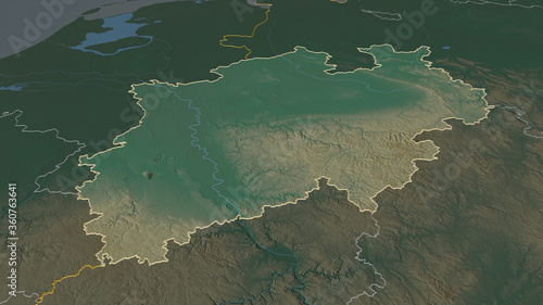 Nordrhein-Westfalen, Germany - outlined. Relief