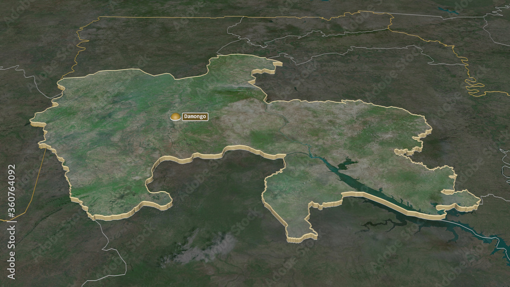 Savannah, Ghana - extruded with capital. Satellite