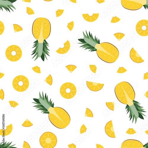 Pineapple. Seamless Vector Patterns