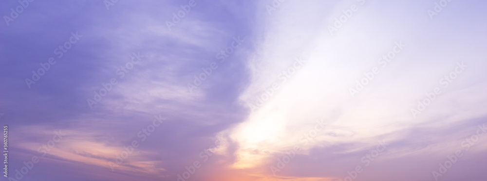 Colorful pastel morning sky and cloud panorama background