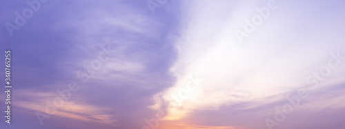 Colorful pastel morning sky and cloud panorama background