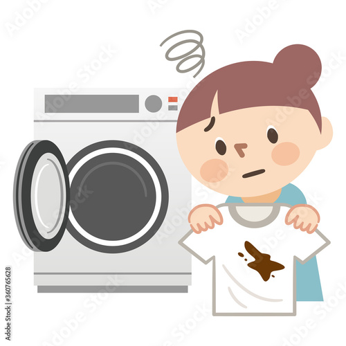 汚れた洗濯物の困る主婦