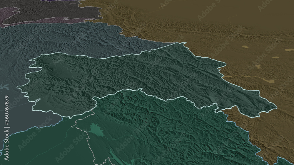 Jammu and Kashmir, India - outlined. Administrative Jammu and Kashmir, India - outlined. Administrative