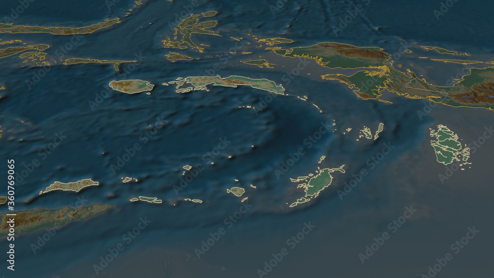 Maluku, Indonesia - outlined. Relief
