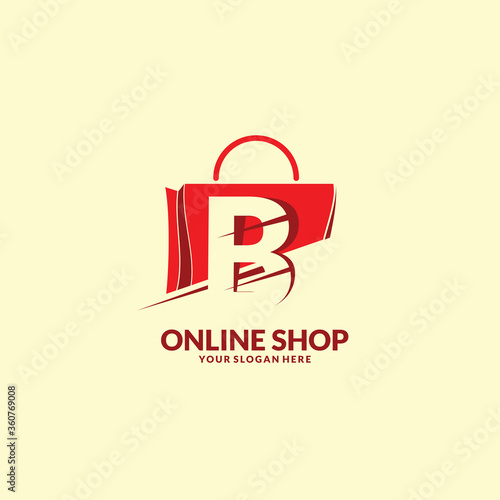 online shopping logo , abstract bag with letter B