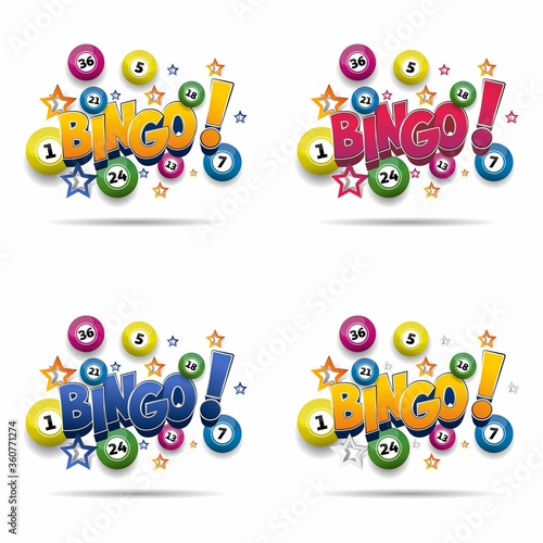 Bingo lottery balls and bingo cards concept vector illustration