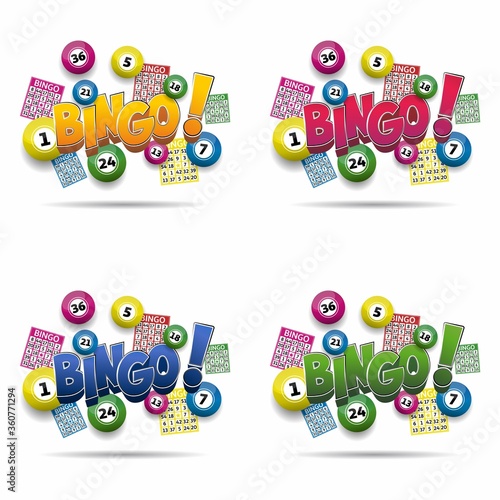 Bingo lottery balls and bingo cards concept vector illustration