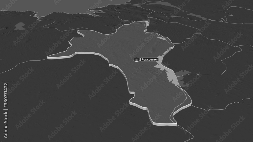 Roscommon, Ireland - extruded with capital. Bilevel Roscommon, Ireland - extruded with capital. Bilevel