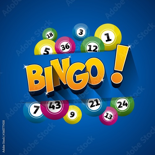 Bingo lottery balls and bingo cards concept vector illustration