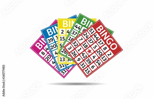 Bingo lottery balls and bingo cards concept vector illustration