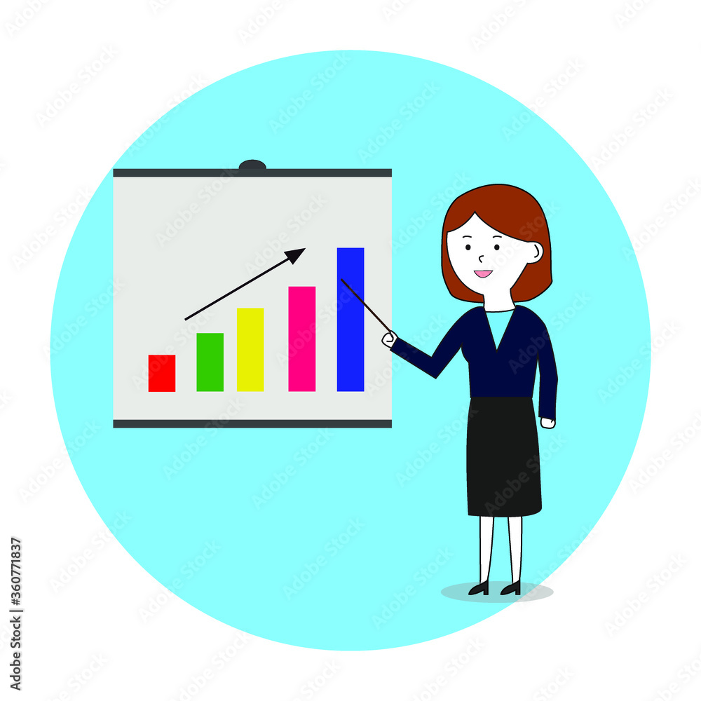 Business Presentation Graphic By A Woman Illustration Vector Business Presentation Graphic By A Woman Illustration Vector