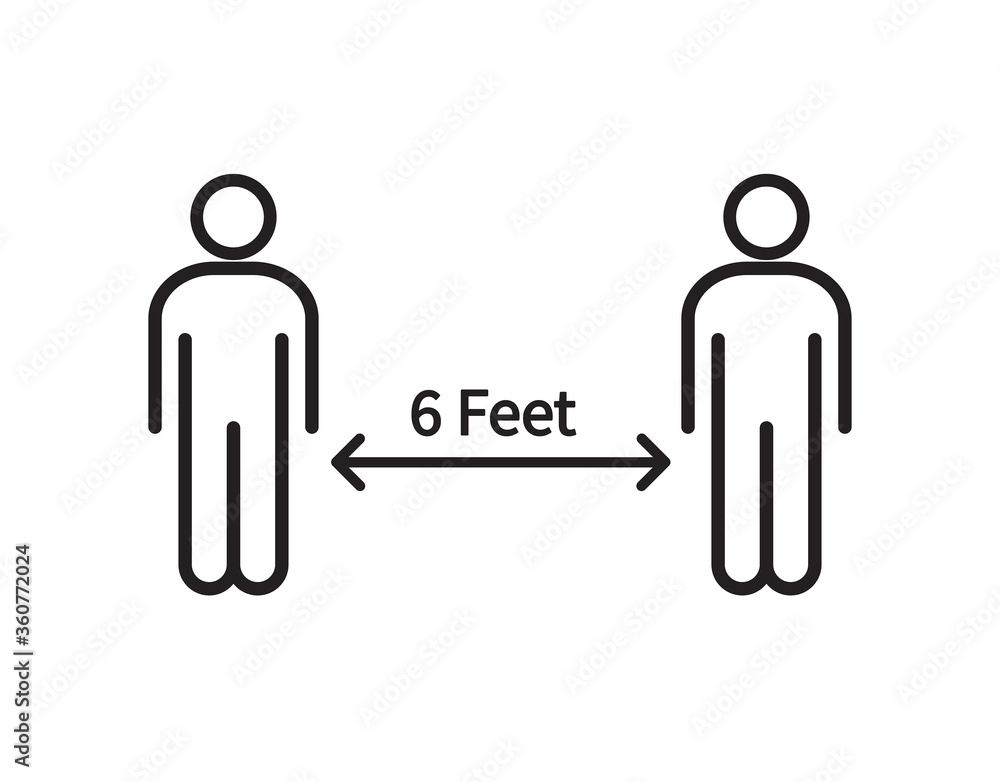 Social distancing icon. Keep the 2 meter distance. Avoid crowds. Coronovirus epidemic protective. Vector illustration Social distancing icon. Keep the 2 meter distance. Avoid crowds. Coronovirus epidemic protective. Vector illustration