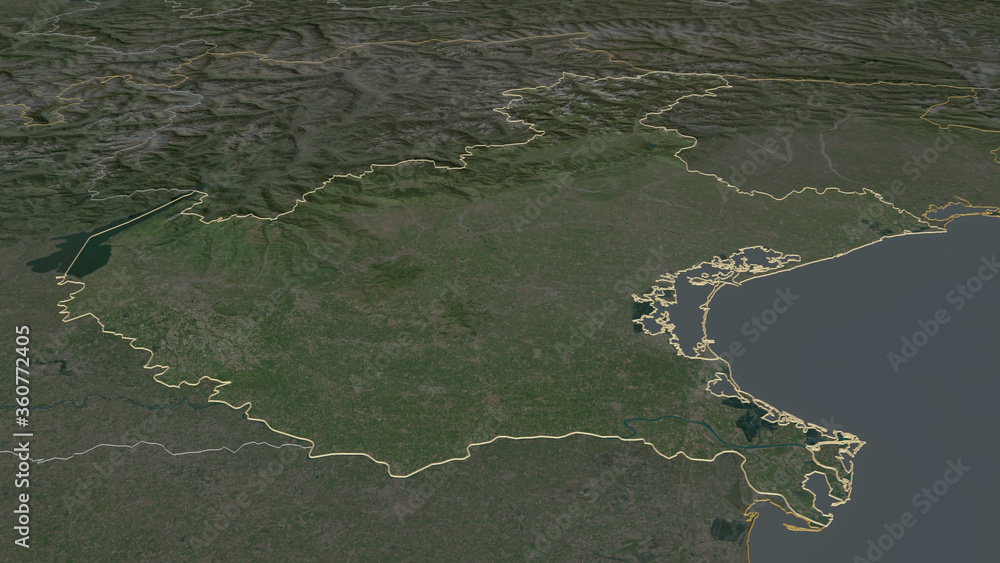 Veneto, Italy - outlined. Satellite Veneto, Italy - outlined. Satellite