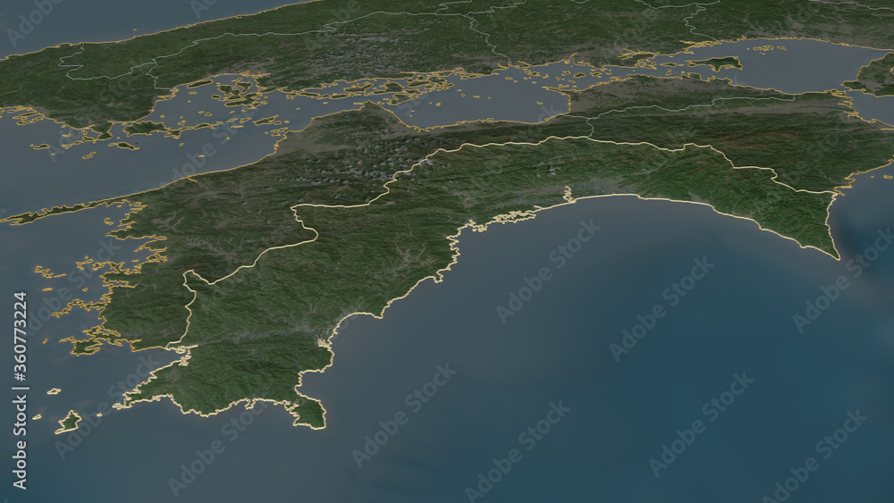 Kochi, Japan - outlined. Satellite Kochi, Japan - outlined. Satellite