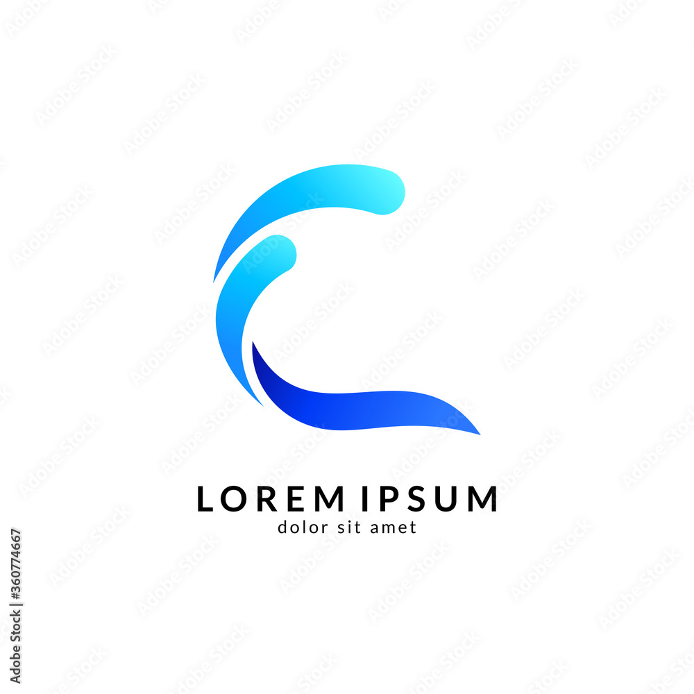Wave letter c logo vector, c letter mark, initial letter c business name Wave letter c logo vector, c letter mark, initial letter c business name