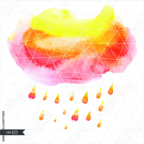Geometric watercolor cloud with rain