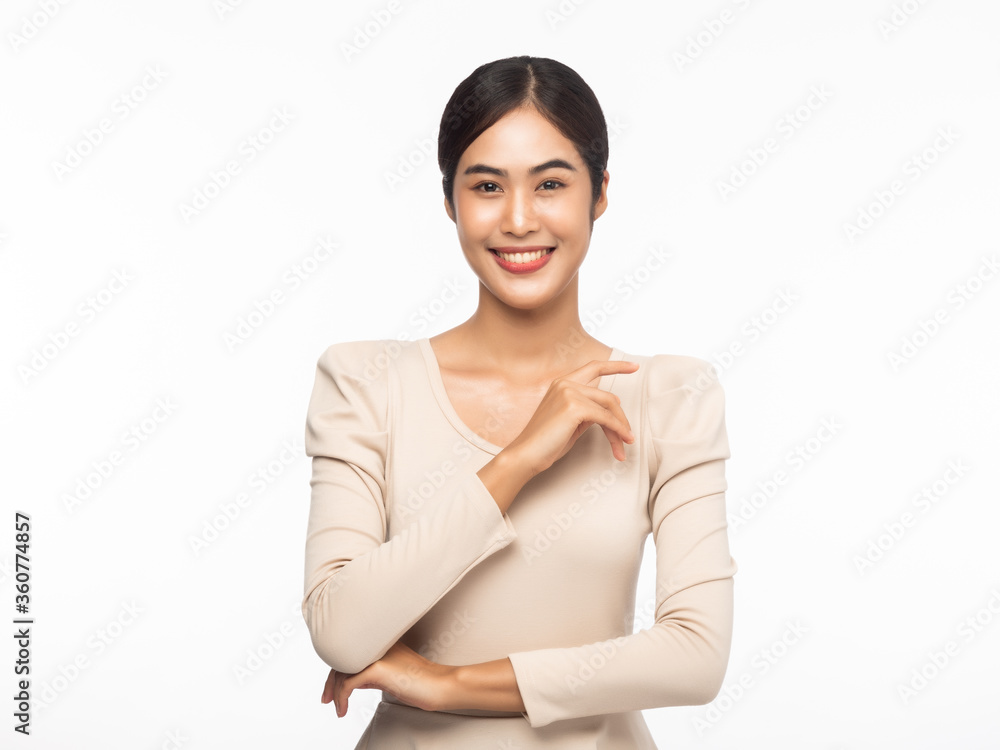 Portrait of young asian business woman looking at camera isolated on white background. Portrait of young asian business woman looking at camera isolated on white background.