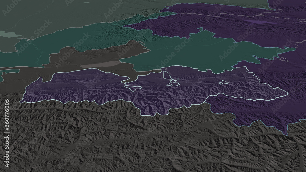 Batken, Kyrgyzstan - outlined. Administrative Batken, Kyrgyzstan - outlined. Administrative