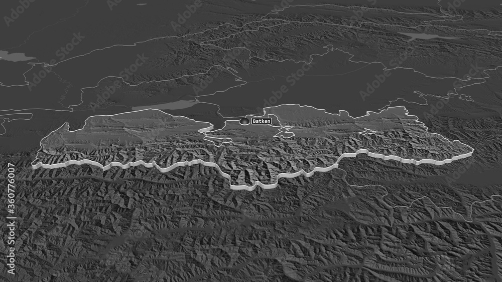 Batken, Kyrgyzstan - extruded with capital. Bilevel Batken, Kyrgyzstan - extruded with capital. Bilevel