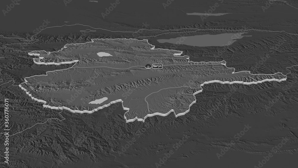 Naryn, Kyrgyzstan - extruded with capital. Bilevel Naryn, Kyrgyzstan - extruded with capital. Bilevel