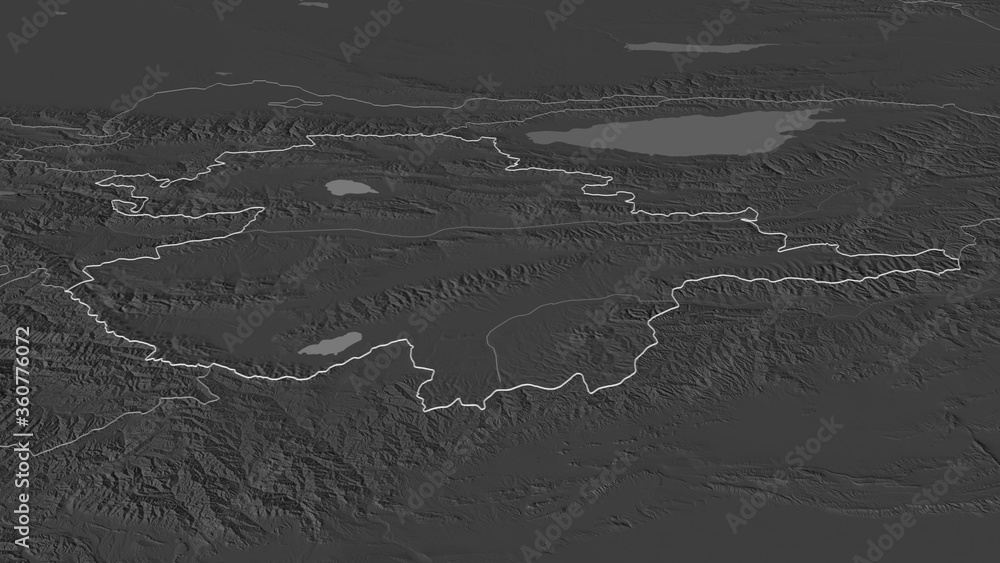 Obraz premium Naryn, Kyrgyzstan - outlined. Bilevel