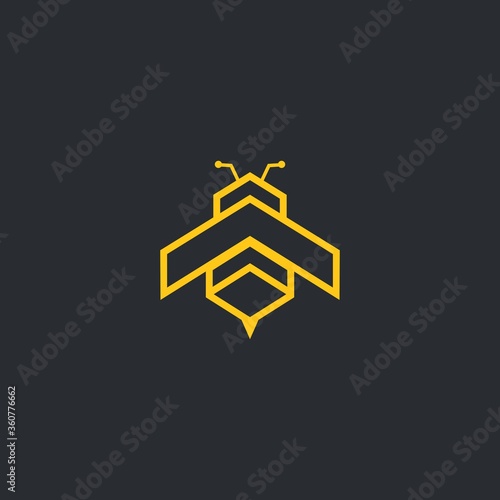 Creative Geometric Bee Logo Design Template