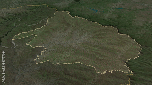 Mokhotlong, Lesotho - outlined. Satellite